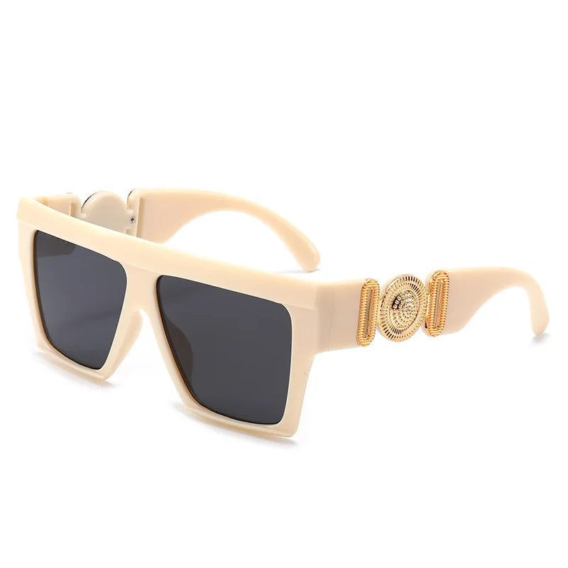 vintage sunglasses, oversize square shades, fashion sunglasses, UV400 eyewear, gradient mirror lenses, big frame sunglasses, women's sunglasses, anti-reflective shades, trendy eyewear, plastic frame sunglasses