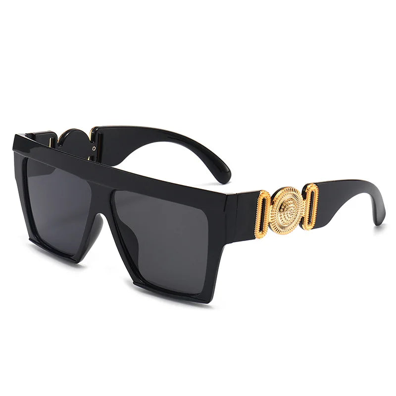 vintage sunglasses, oversize square shades, fashion sunglasses, UV400 eyewear, gradient mirror lenses, big frame sunglasses, women's sunglasses, anti-reflective shades, trendy eyewear, plastic frame sunglasses