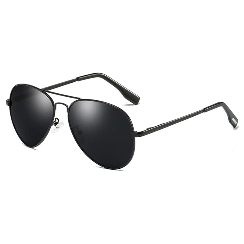 Classic Pilot Sunglasses, Polarized Aviator Shades, Luxury Metal Sunglasses, Black Aviation Eyewear, UV400 Protection, Men's Driving Sunglasses, Fashion Travel Shades, TAC Lenses, Anti-reflective Sunglasses, Elegant Sports Eyewear