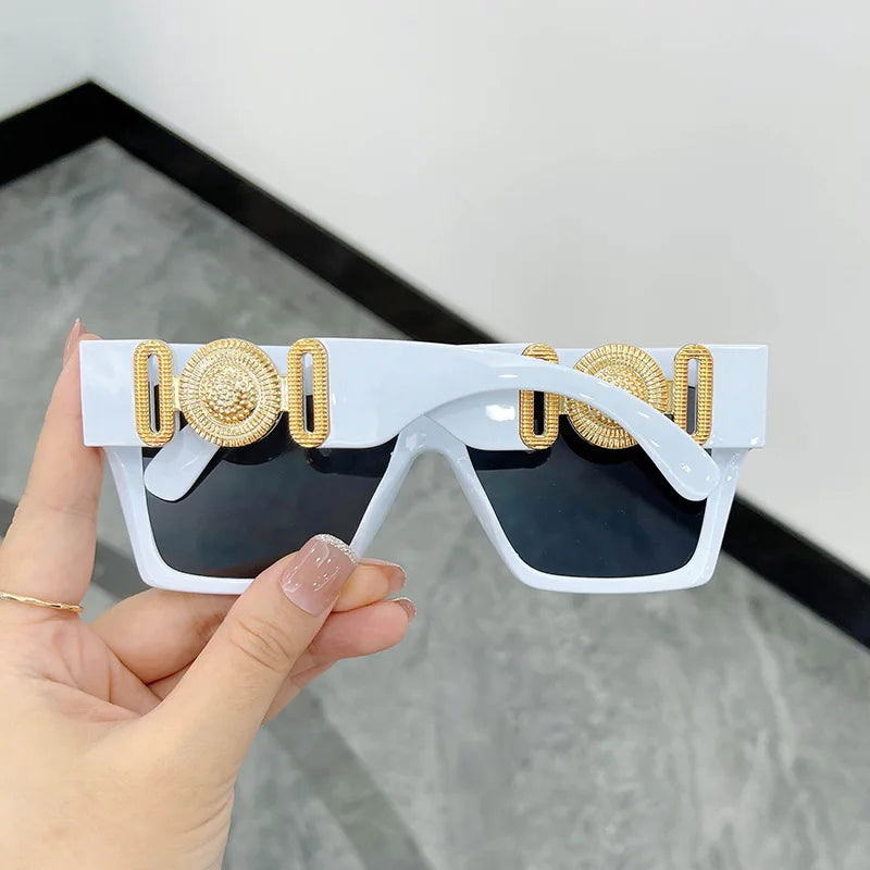 vintage sunglasses, oversize square shades, fashion sunglasses, UV400 eyewear, gradient mirror lenses, big frame sunglasses, women's sunglasses, anti-reflective shades, trendy eyewear, plastic frame sunglasses