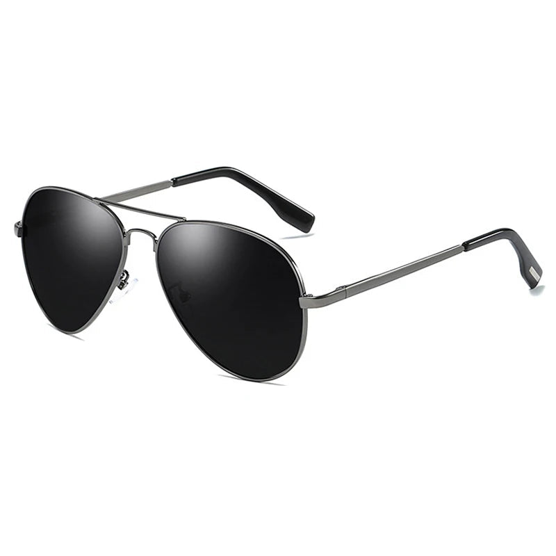 Classic Pilot Sunglasses, Polarized Aviator Shades, Luxury Metal Sunglasses, Black Aviation Eyewear, UV400 Protection, Men's Driving Sunglasses, Fashion Travel Shades, TAC Lenses, Anti-reflective Sunglasses, Elegant Sports Eyewear
