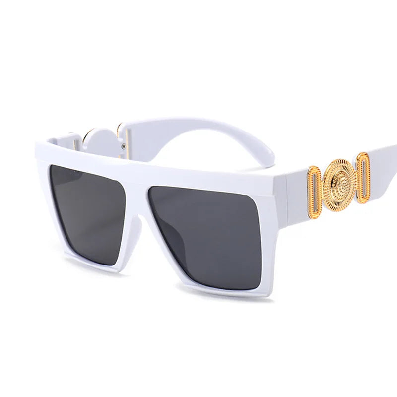 vintage sunglasses, oversize square shades, fashion sunglasses, UV400 eyewear, gradient mirror lenses, big frame sunglasses, women's sunglasses, anti-reflective shades, trendy eyewear, plastic frame sunglasses
