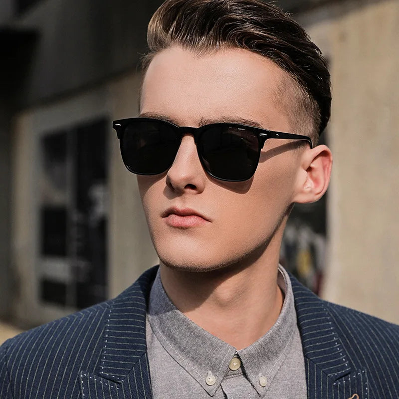 polarized sunglasses, retro mirror sunglasses, square sunglasses, UV400 protection, anti-glare eyewear, vintage sunglasses, men's fashion sunglasses, driver's sunglasses, polycarbonate frame, Polaroid lenses