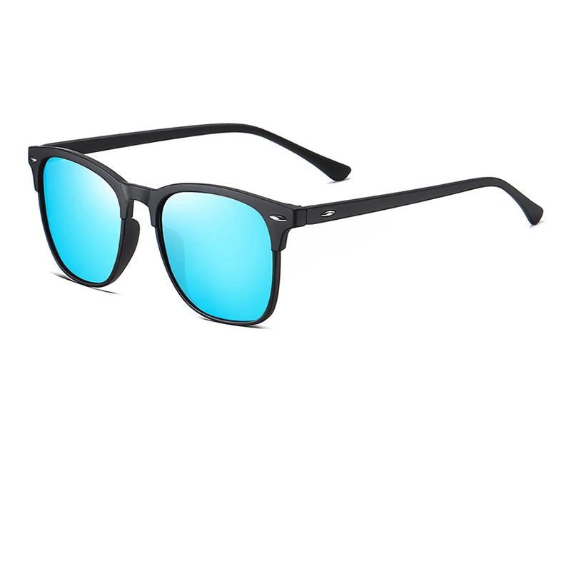 polarized sunglasses, retro mirror sunglasses, square sunglasses, UV400 protection, anti-glare eyewear, vintage sunglasses, men's fashion sunglasses, driver's sunglasses, polycarbonate frame, Polaroid lenses