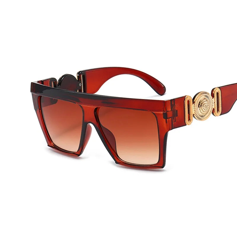 vintage sunglasses, oversize square shades, fashion sunglasses, UV400 eyewear, gradient mirror lenses, big frame sunglasses, women's sunglasses, anti-reflective shades, trendy eyewear, plastic frame sunglasses