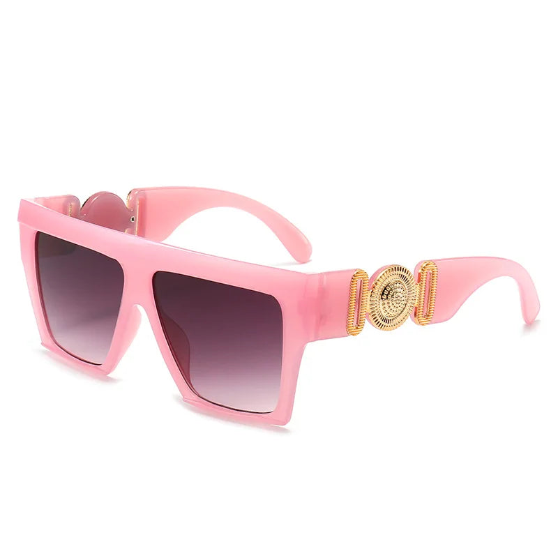vintage sunglasses, oversize square shades, fashion sunglasses, UV400 eyewear, gradient mirror lenses, big frame sunglasses, women's sunglasses, anti-reflective shades, trendy eyewear, plastic frame sunglasses