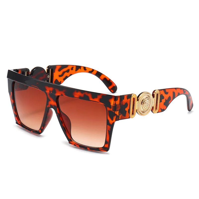 vintage sunglasses, oversize square shades, fashion sunglasses, UV400 eyewear, gradient mirror lenses, big frame sunglasses, women's sunglasses, anti-reflective shades, trendy eyewear, plastic frame sunglasses