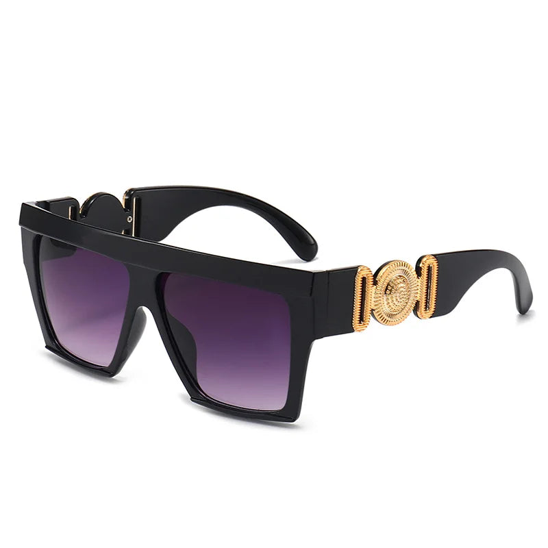 vintage sunglasses, oversize square shades, fashion sunglasses, UV400 eyewear, gradient mirror lenses, big frame sunglasses, women's sunglasses, anti-reflective shades, trendy eyewear, plastic frame sunglasses