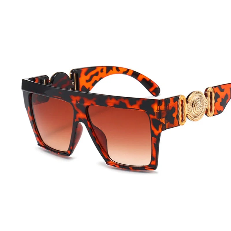 vintage sunglasses, oversize square shades, fashion sunglasses, UV400 eyewear, gradient mirror lenses, big frame sunglasses, women's sunglasses, anti-reflective shades, trendy eyewear, plastic frame sunglasses