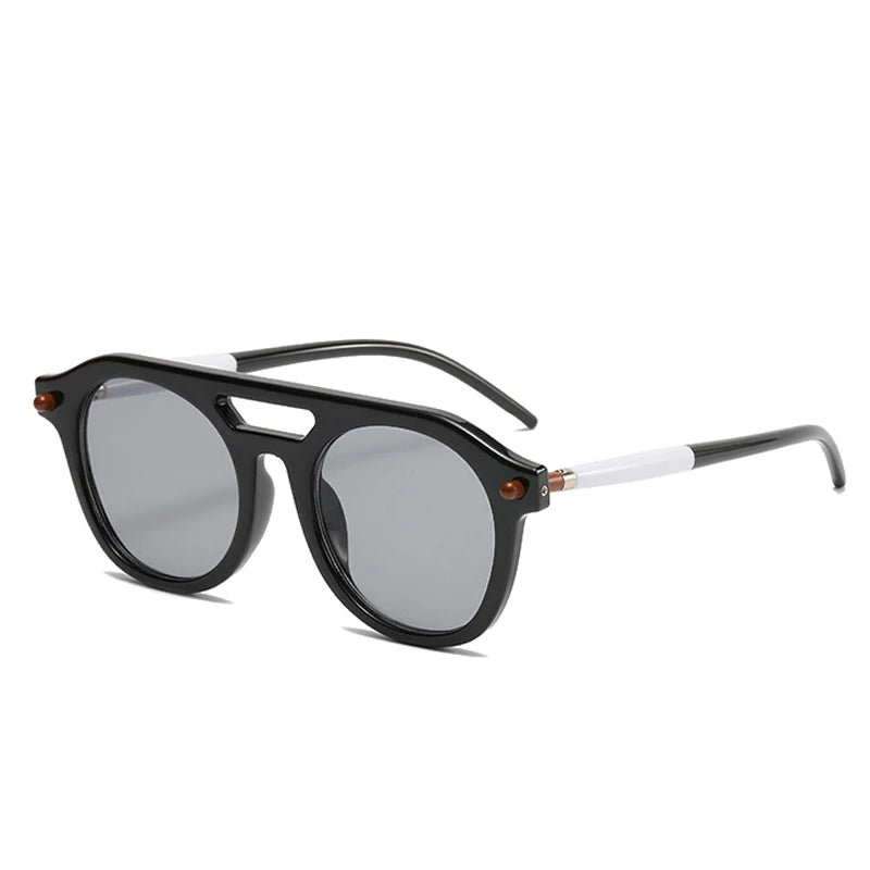 Retro Pilot Sunglasses, Double Bridge Shades, Gradient Lenses, UV400 Protection, Men’s Sunglasses, Women’s Sunglasses, Designer Punk Sunglasses, Vintage Fashion Eyewear, Polycarbonate Frame, Resin Lenses