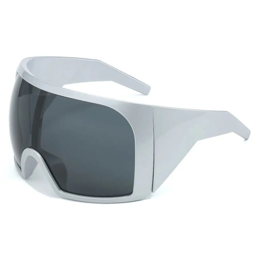 Oversize Sunglasses, Wrap Around Shades, Luxury One-Piece Sunglasses, Black Fashion Shades, Square Frame Sunglasses, Men's and Women's Sunglasses, Mirror Polycarbonate Lenses, Big Frame Shades, Casual Eyewear, Punk Sun Glasses