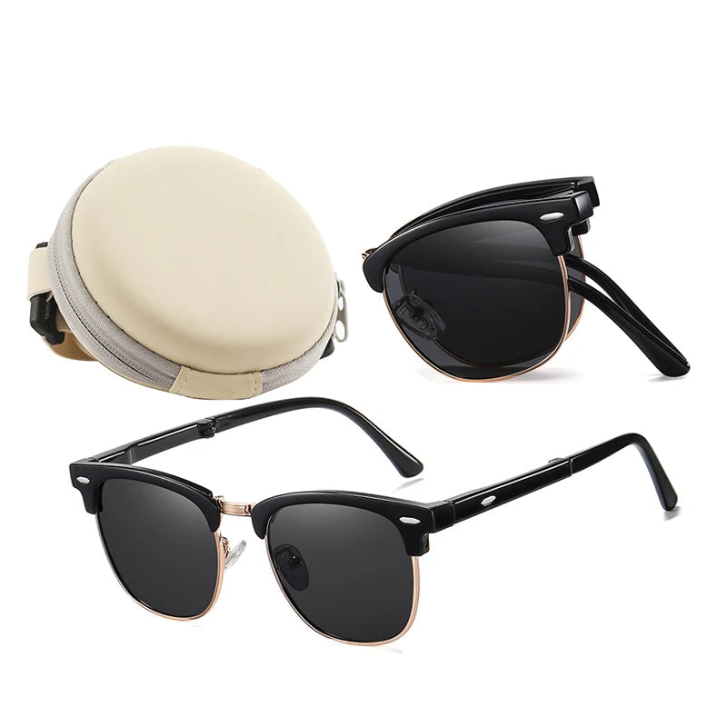 folded polarized sunglasses, classic designer sunglasses, UV400 protection sunglasses, outdoor sports eyewear, acetate frame sunglasses, men's polarized sunglasses, women's fashion sunglasses, anti-reflective lenses, gradient lenses, polaroid sunglasses