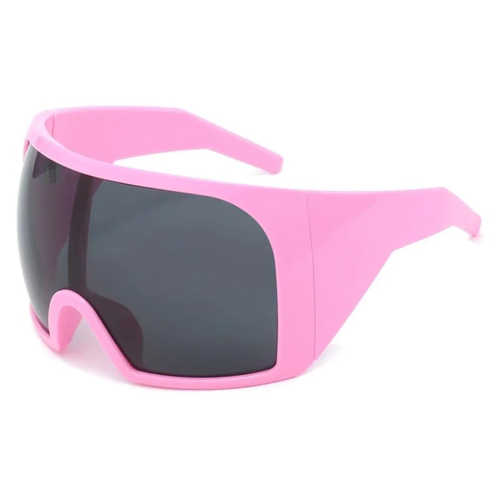 Oversize Sunglasses, Wrap Around Shades, Luxury One-Piece Sunglasses, Black Fashion Shades, Square Frame Sunglasses, Men's and Women's Sunglasses, Mirror Polycarbonate Lenses, Big Frame Shades, Casual Eyewear, Punk Sun Glasses