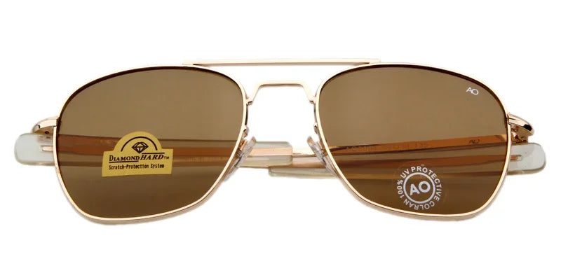 Retro Pilot Sunglasses, Green AO Sunglasses, Luxury Military Shades, Designer Men's Sunglasses, UV400 Protection, Optical Glass Lens Shades, Trendy Pilot Eyewear, Alloy Frame Sunglasses, American Army Style Glasses, Fashion Sunglasses for Men