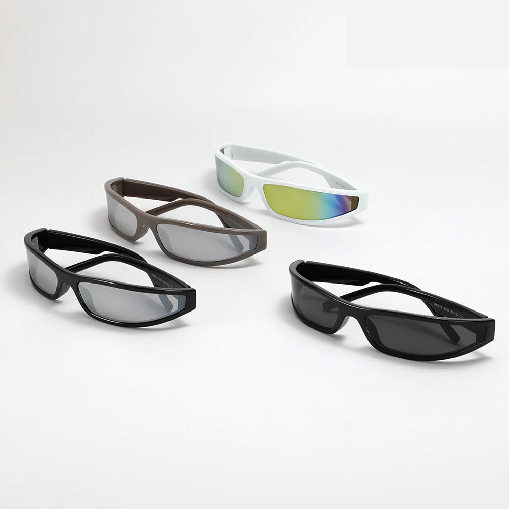 Sunglasses, Punk Wrap Around Shades, Small Rectangle Frame, Gradient Lenses, UV400 Protection, Men's Sports Sunglasses, Women's Fashion Eyewear, Polycarbonate Frame, Vintage Sunglasses, Cool Mirror Eyewear