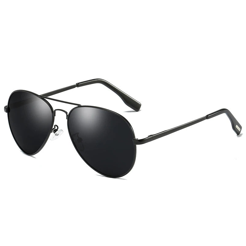 Classic Pilot Sunglasses, Polarized Aviator Shades, Luxury Metal Sunglasses, Black Aviation Eyewear, UV400 Protection, Men's Driving Sunglasses, Fashion Travel Shades, TAC Lenses, Anti-reflective Sunglasses, Elegant Sports Eyewear