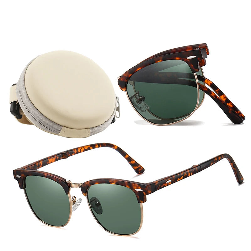 folded polarized sunglasses, classic designer sunglasses, UV400 protection sunglasses, outdoor sports eyewear, acetate frame sunglasses, men's polarized sunglasses, women's fashion sunglasses, anti-reflective lenses, gradient lenses, polaroid sunglasses