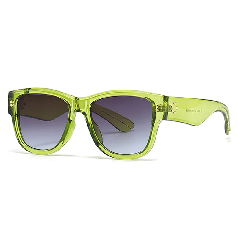 punk sunglasses, gradient lenses, UV400 protection, fashion sunglasses, square frames, rivet details, vintage style, retro eyewear, men’s sunglasses, women’s sunglasses