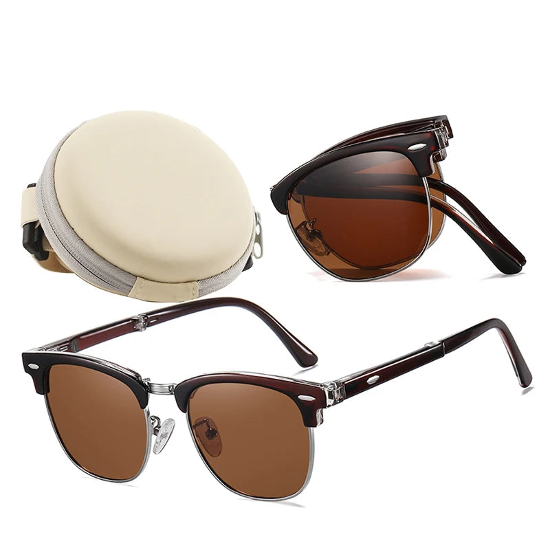 folded polarized sunglasses, classic designer sunglasses, UV400 protection sunglasses, outdoor sports eyewear, acetate frame sunglasses, men's polarized sunglasses, women's fashion sunglasses, anti-reflective lenses, gradient lenses, polaroid sunglasses
