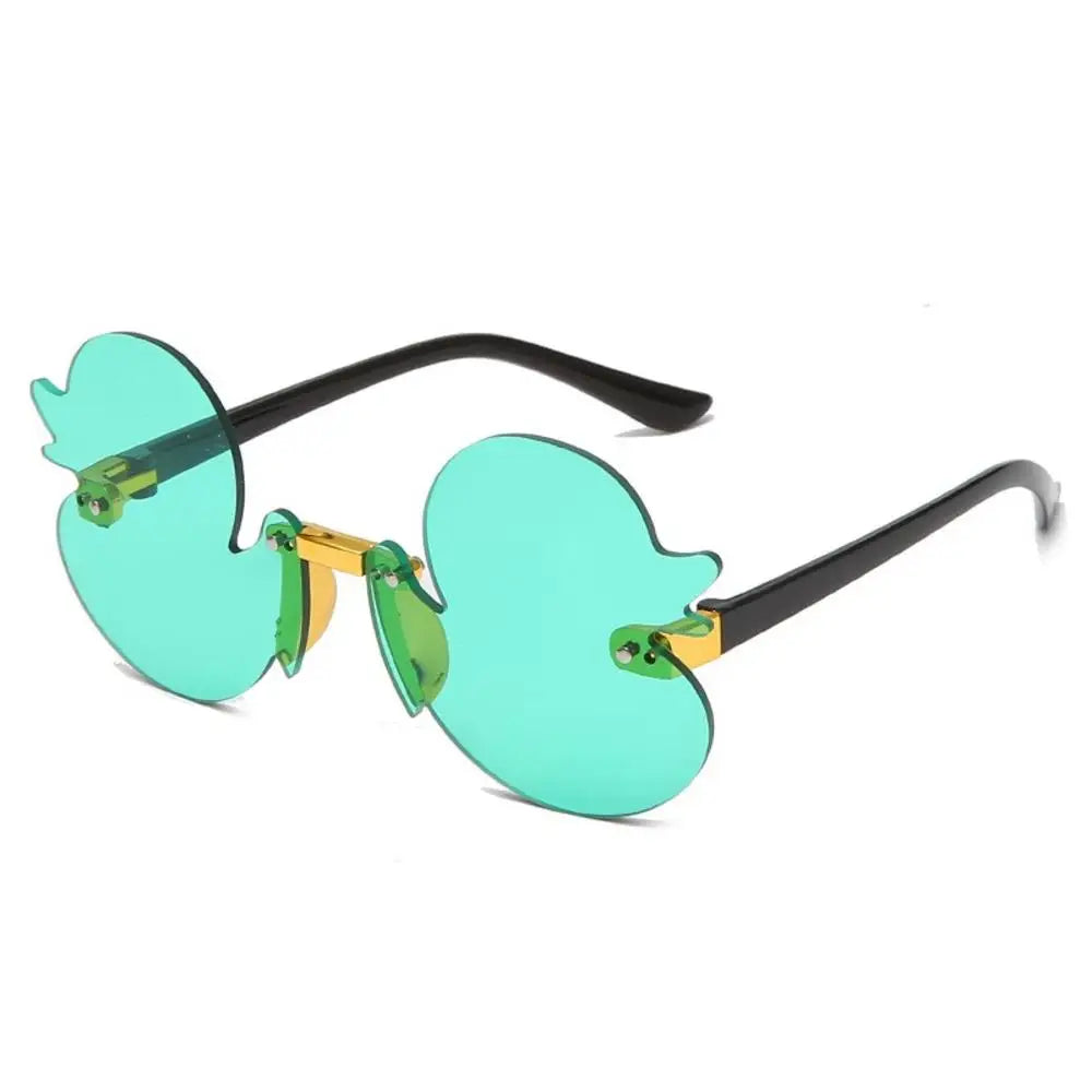 duck-shaped sunglasses, kids rimless eyewear, UV400 kids sunglasses, cartoon duck glasses, boys' fun sunglasses, anti-reflective sunglasses for kids, lightweight polycarbonate frames, kids decorative party glasses, playful sun protection, stylish children’s eyewear