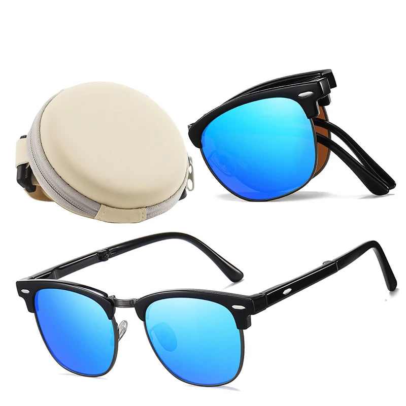 folded polarized sunglasses, classic designer sunglasses, UV400 protection sunglasses, outdoor sports eyewear, acetate frame sunglasses, men's polarized sunglasses, women's fashion sunglasses, anti-reflective lenses, gradient lenses, polaroid sunglasses