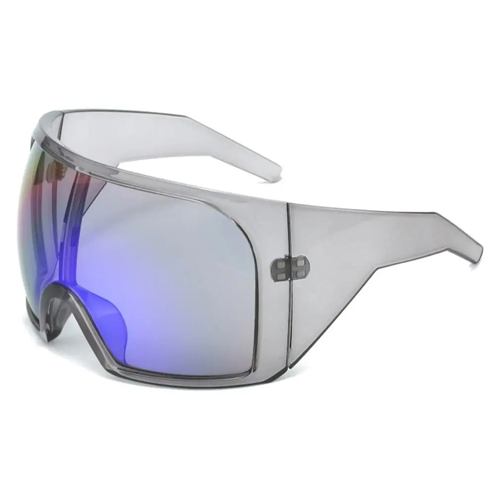 Oversize Sunglasses, Wrap Around Shades, Luxury One-Piece Sunglasses, Black Fashion Shades, Square Frame Sunglasses, Men's and Women's Sunglasses, Mirror Polycarbonate Lenses, Big Frame Shades, Casual Eyewear, Punk Sun Glasses