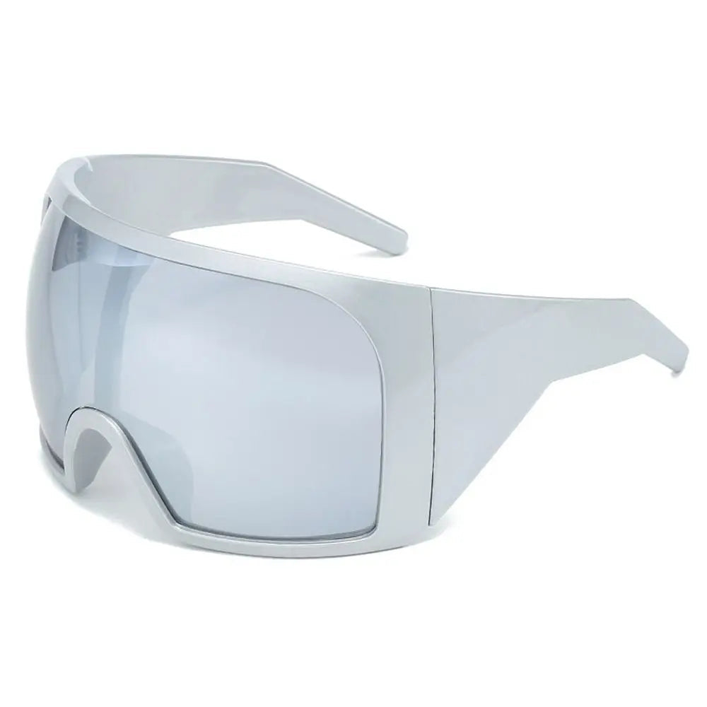 Oversize Sunglasses, Wrap Around Shades, Luxury One-Piece Sunglasses, Black Fashion Shades, Square Frame Sunglasses, Men's and Women's Sunglasses, Mirror Polycarbonate Lenses, Big Frame Shades, Casual Eyewear, Punk Sun Glasses