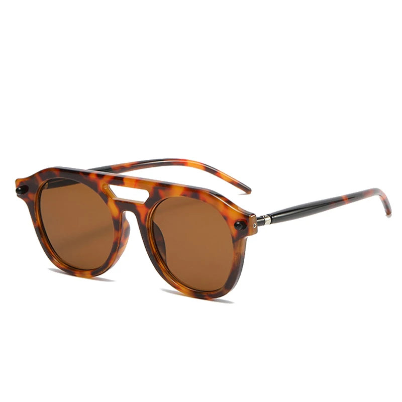 Retro Pilot Sunglasses, Double Bridge Shades, Gradient Lenses, UV400 Protection, Men’s Sunglasses, Women’s Sunglasses, Designer Punk Sunglasses, Vintage Fashion Eyewear, Polycarbonate Frame, Resin Lenses