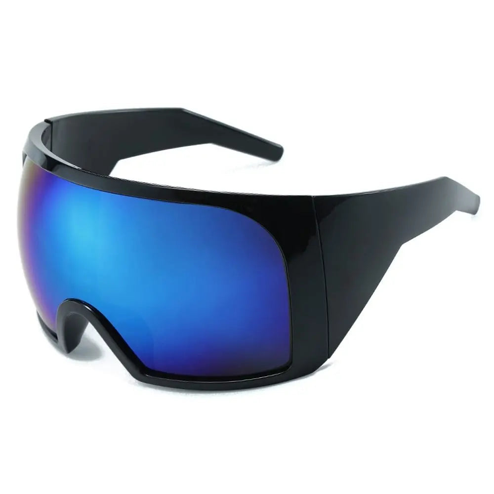 Oversize Sunglasses, Wrap Around Shades, Luxury One-Piece Sunglasses, Black Fashion Shades, Square Frame Sunglasses, Men's and Women's Sunglasses, Mirror Polycarbonate Lenses, Big Frame Shades, Casual Eyewear, Punk Sun Glasses
