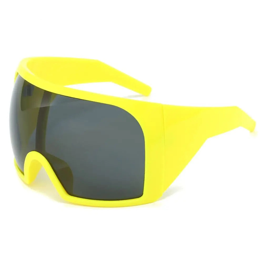 Oversize Sunglasses, Wrap Around Shades, Luxury One-Piece Sunglasses, Black Fashion Shades, Square Frame Sunglasses, Men's and Women's Sunglasses, Mirror Polycarbonate Lenses, Big Frame Shades, Casual Eyewear, Punk Sun Glasses