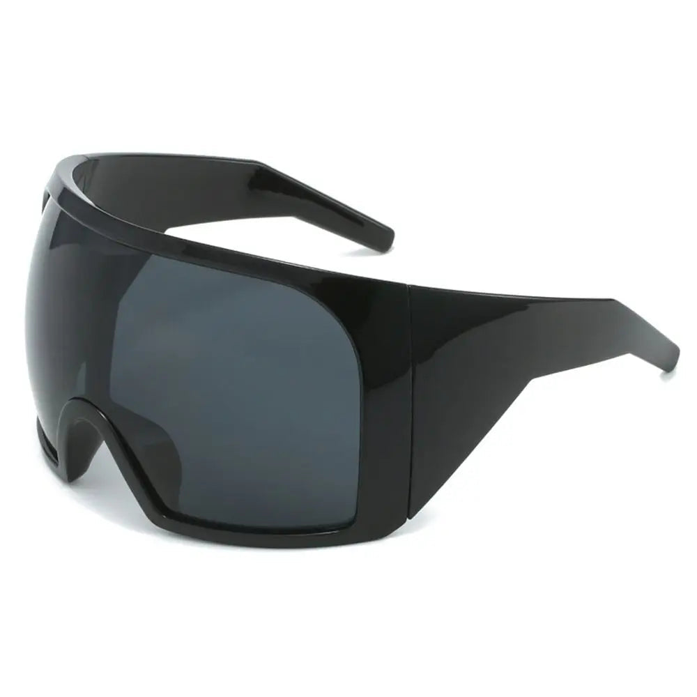 Oversize Sunglasses, Wrap Around Shades, Luxury One-Piece Sunglasses, Black Fashion Shades, Square Frame Sunglasses, Men's and Women's Sunglasses, Mirror Polycarbonate Lenses, Big Frame Shades, Casual Eyewear, Punk Sun Glasses