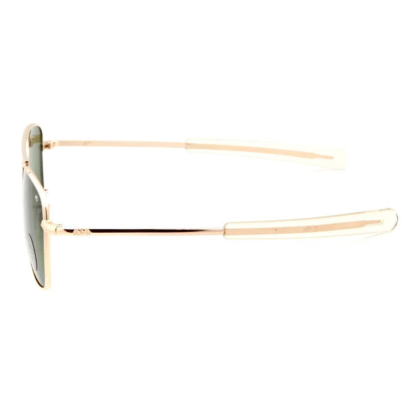 Retro Pilot Sunglasses, Green AO Sunglasses, Luxury Military Shades, Designer Men's Sunglasses, UV400 Protection, Optical Glass Lens Shades, Trendy Pilot Eyewear, Alloy Frame Sunglasses, American Army Style Glasses, Fashion Sunglasses for Men