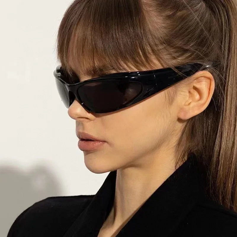 Y2K Sunglasses, Punk Fashion Shades, Women's Retro Sunglasses, UV400 Protection, Wrap Around Glasses, Outdoor Sports Goggles, Polycarbonate Frame, Acrylic Lenses, Hip Hop Eyewear, Edgy Sunglasses for Women