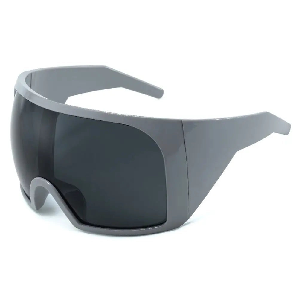 Oversize Sunglasses, Wrap Around Shades, Luxury One-Piece Sunglasses, Black Fashion Shades, Square Frame Sunglasses, Men's and Women's Sunglasses, Mirror Polycarbonate Lenses, Big Frame Shades, Casual Eyewear, Punk Sun Glasses
