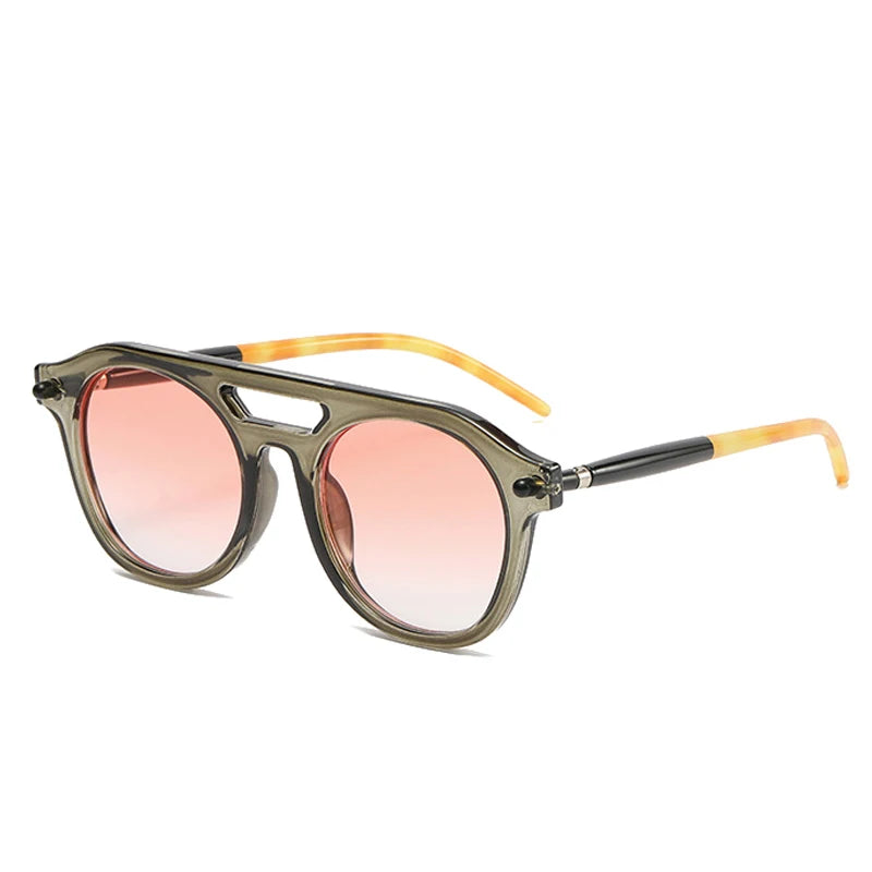 Retro Pilot Sunglasses, Double Bridge Shades, Gradient Lenses, UV400 Protection, Men’s Sunglasses, Women’s Sunglasses, Designer Punk Sunglasses, Vintage Fashion Eyewear, Polycarbonate Frame, Resin Lenses