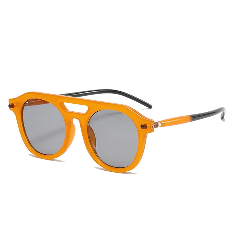 Retro Pilot Sunglasses, Double Bridge Shades, Gradient Lenses, UV400 Protection, Men’s Sunglasses, Women’s Sunglasses, Designer Punk Sunglasses, Vintage Fashion Eyewear, Polycarbonate Frame, Resin Lenses