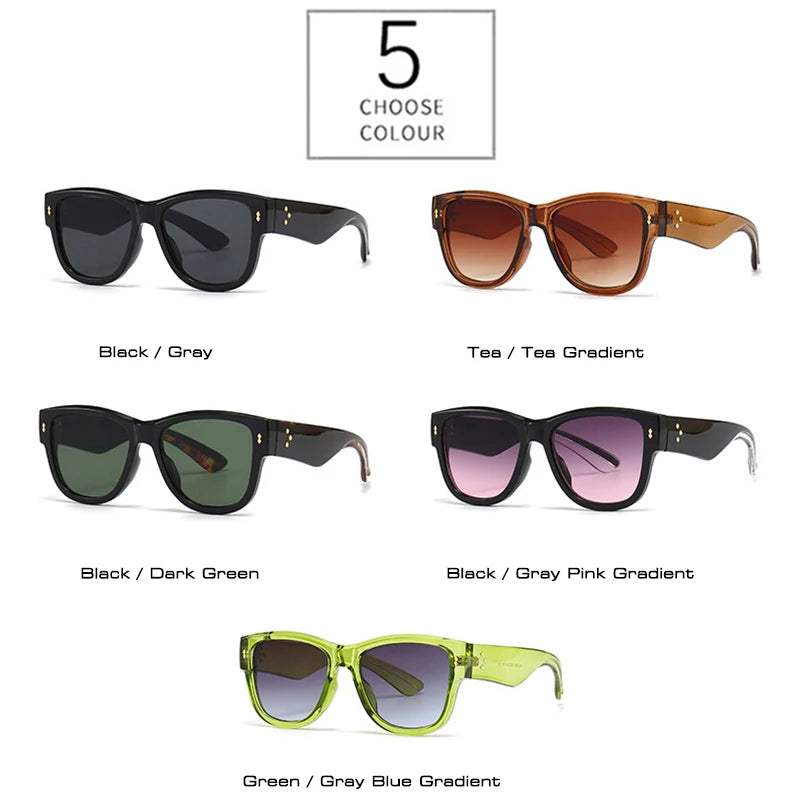 punk sunglasses, gradient lenses, UV400 protection, fashion sunglasses, square frames, rivet details, vintage style, retro eyewear, men’s sunglasses, women’s sunglasses