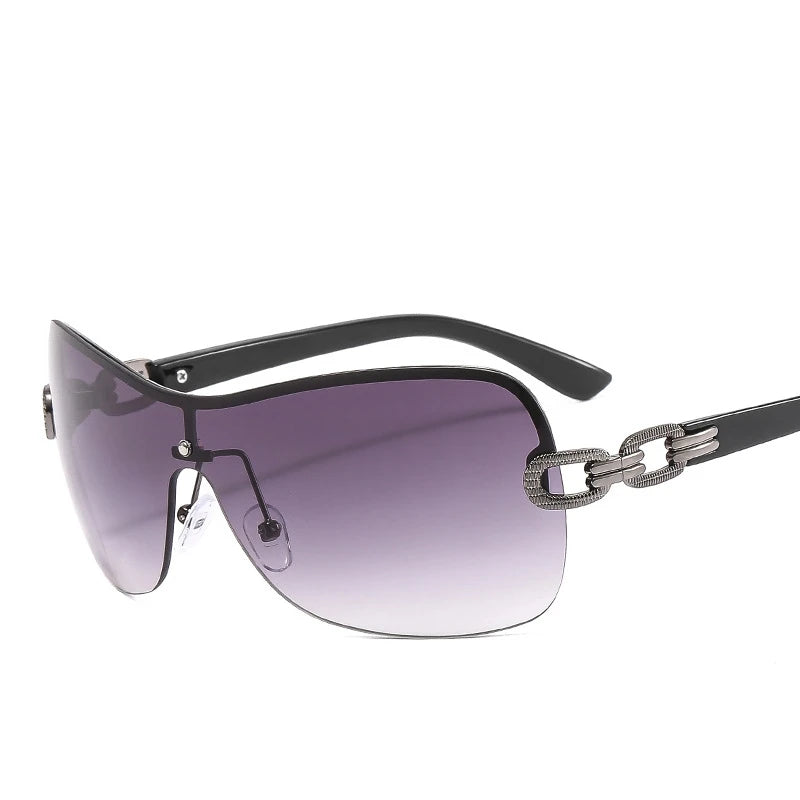 sunglasses, rimless sunglasses, heart-shaped sunglasses, 2000s fashion sunglasses, futuristic sunglasses, women's sunglasses, designer sunglasses, fashion sunglasses, unique sunglasses, lightweight sunglasses, comfortable sunglasses, UV protection sunglasses, stylish sunglasses, trendy sunglasses,