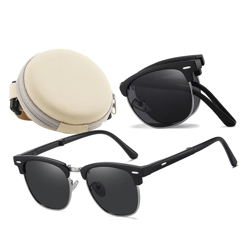 folded polarized sunglasses, classic designer sunglasses, UV400 protection sunglasses, outdoor sports eyewear, acetate frame sunglasses, men's polarized sunglasses, women's fashion sunglasses, anti-reflective lenses, gradient lenses, polaroid sunglasses