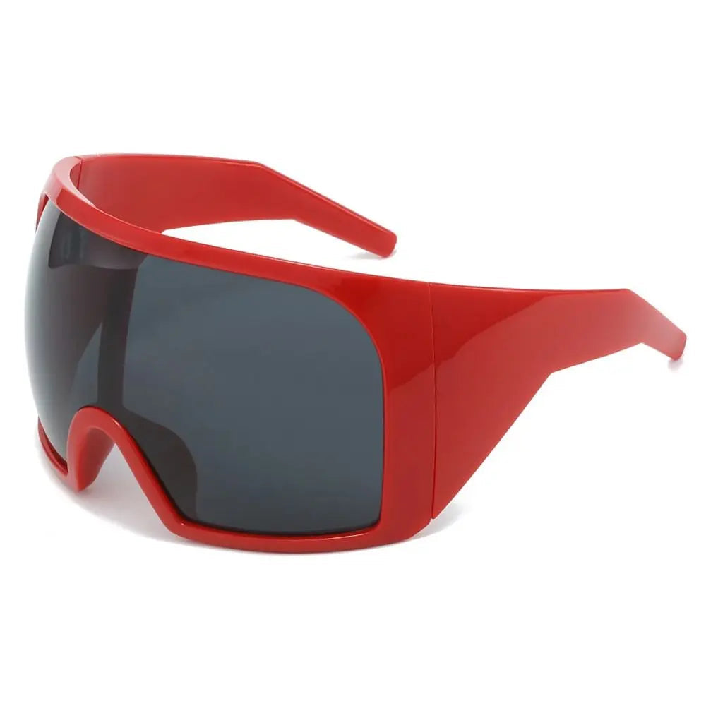 Oversize Sunglasses, Wrap Around Shades, Luxury One-Piece Sunglasses, Black Fashion Shades, Square Frame Sunglasses, Men's and Women's Sunglasses, Mirror Polycarbonate Lenses, Big Frame Shades, Casual Eyewear, Punk Sun Glasses