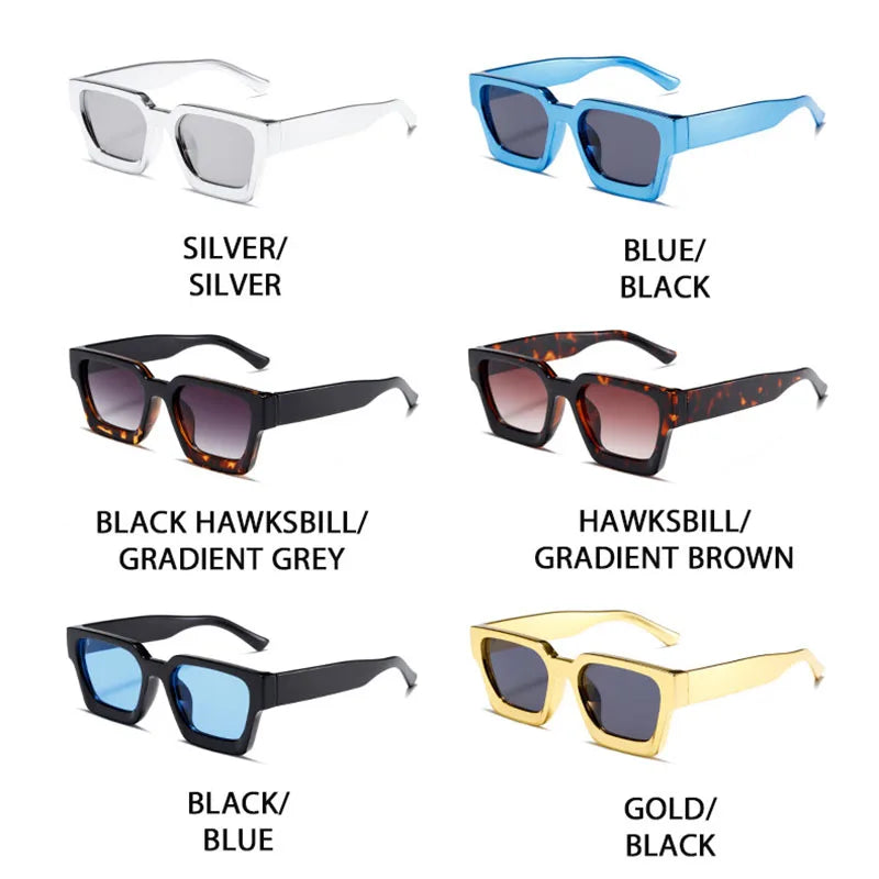 retro sunglasses, thick frame sunglasses, UV400 protection, square sunglasses, mirror lenses, gradient lenses, unisex sunglasses, vintage style eyewear, outdoor sports sunglasses, fashion sunglasses