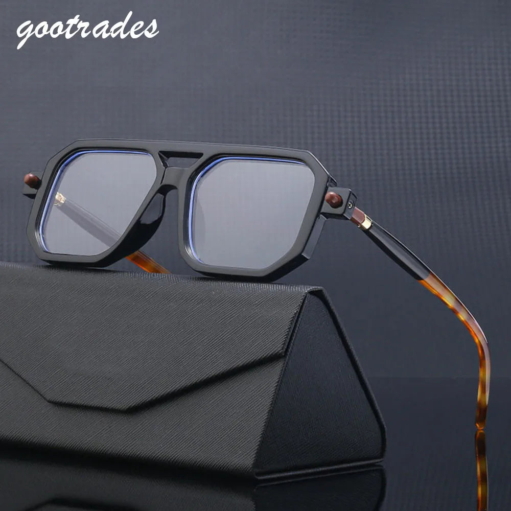 retro square sunglasses, blue light blocking, UV400 protection, unisex sunglasses, vintage style eyewear, plastic frame sunglasses, casual fashion shades, decorative sunglasses, men and women sunglasses, sunscreen sunglasses.