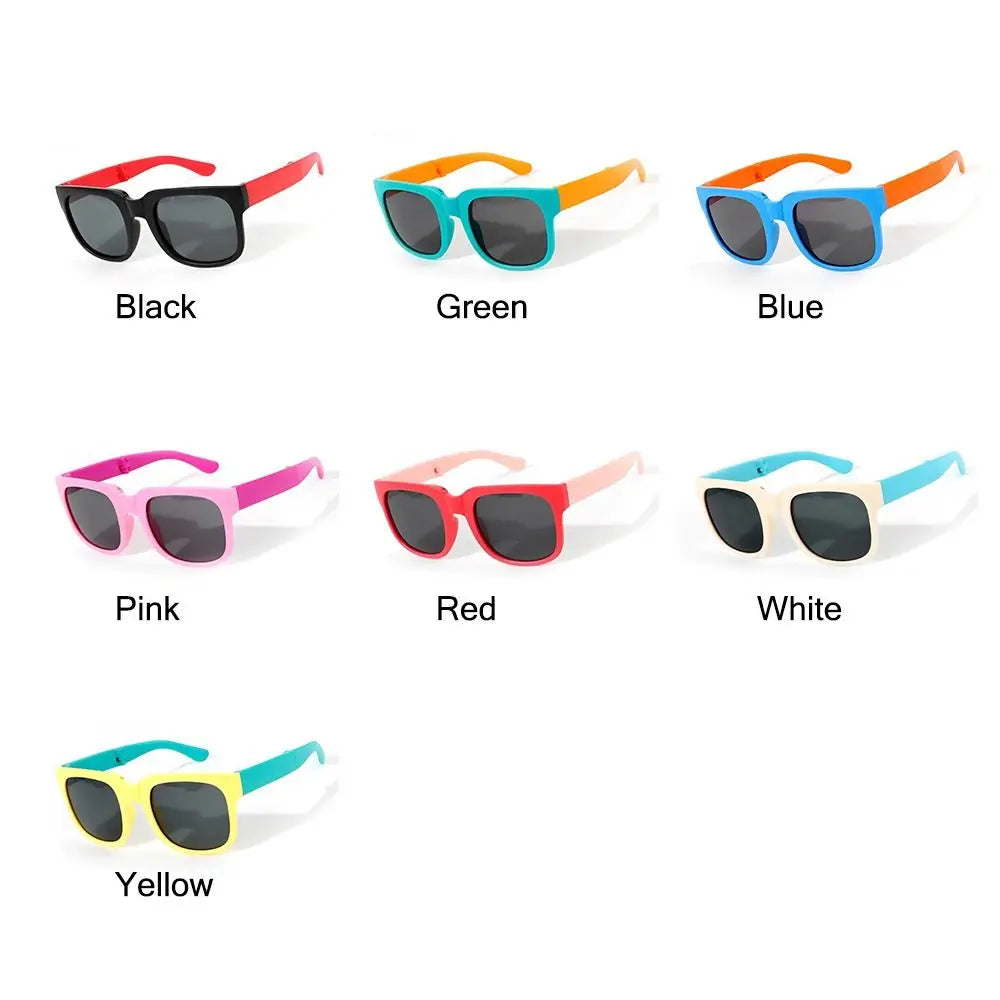 kids foldable sunglasses, square frame, UV400 protection, toddler eyewear,
outdoor kids shades,
polycarbonate lenses, mirror sunglasses, durable kids sunglasses,
foldable eyewear, fashion sunglasses for children