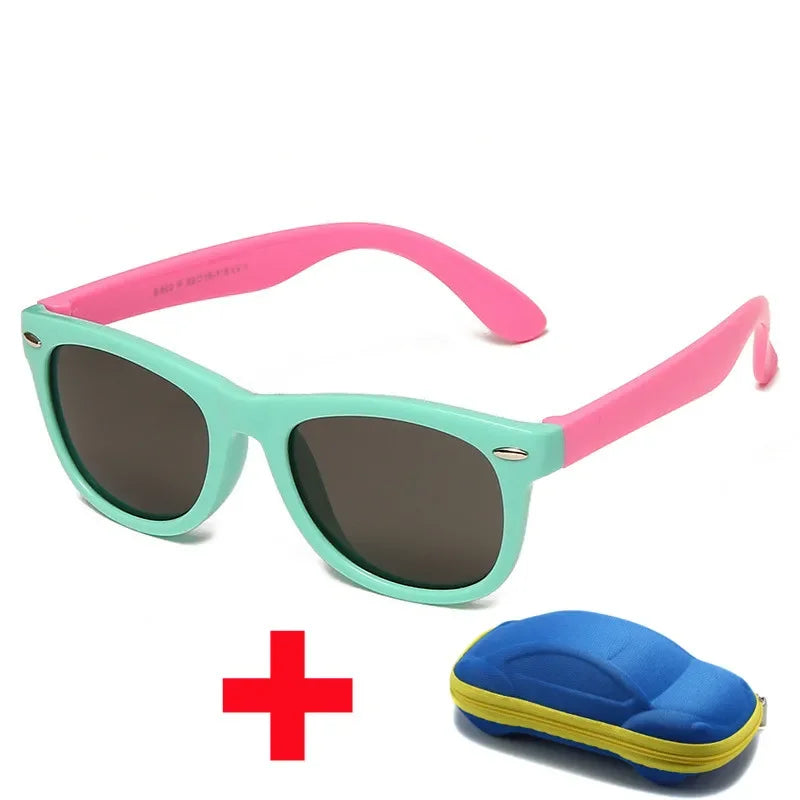 baby sunglasses, silicone sunglasses for kids, UV400 protection, boys outdoor goggles, square style sunglasses,
safety glasses for kids, plastic titanium frame, gift sunglasses for children, kids eyewear with glasses box,
toddler sunglasses