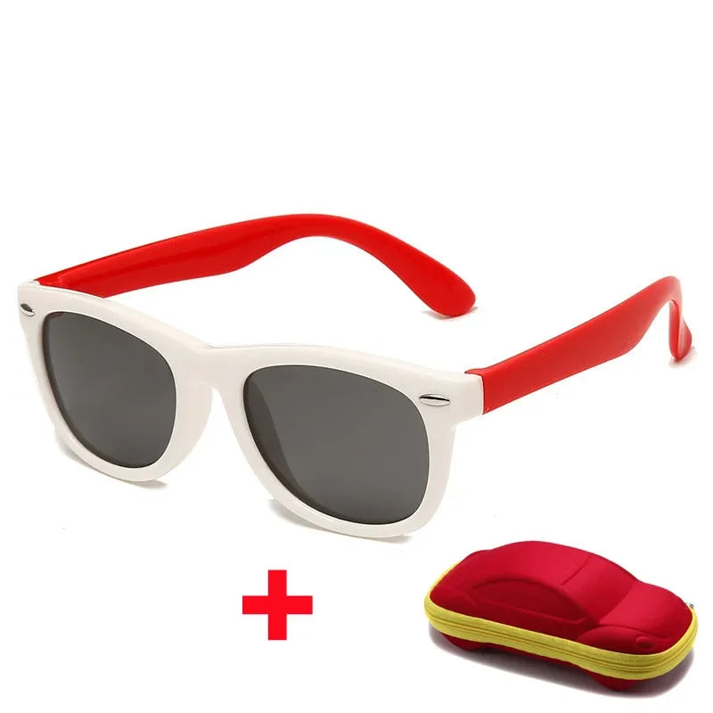 baby sunglasses, silicone sunglasses for kids, UV400 protection, boys outdoor goggles, square style sunglasses,
safety glasses for kids, plastic titanium frame, gift sunglasses for children, kids eyewear with glasses box,
toddler sunglasses