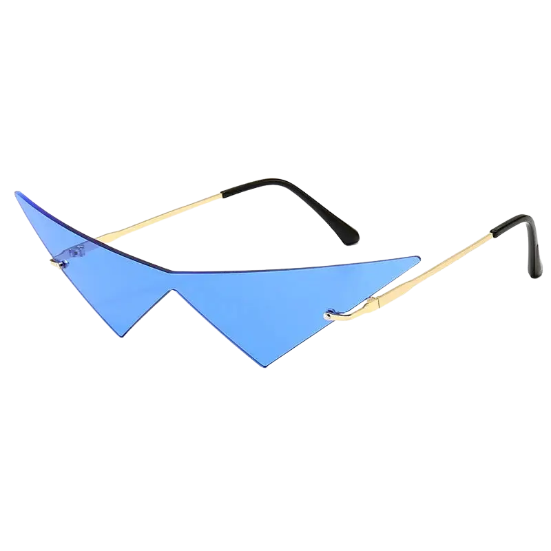 Triangle Rimless Sunglasses, Cat Eye Sunglasses Women, One Piece Lens Glasses, Trendy Triangle Eyewear, UV400 Sunglasses Men, Fashion Cat Eye Shades, Polycarbonate Lens Sunglasses, Boxx Type Sunglasses, Rimless Fashion Glasses, Stylish Triangle Eyewear