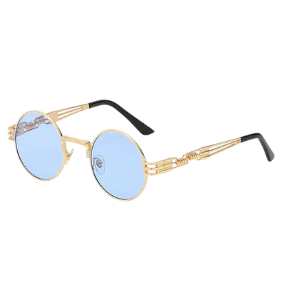 steampunk sunglasses, round metal sunglasses, UV400 eyewear, retro shades, colorful sunglasses, alloy frame, polycarbonate lenses, punk style, unisex sunglasses, vintage eyewear