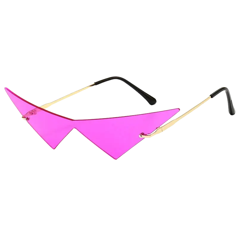 Triangle Rimless Sunglasses, Cat Eye Sunglasses Women, One Piece Lens Glasses, Trendy Triangle Eyewear, UV400 Sunglasses Men, Fashion Cat Eye Shades, Polycarbonate Lens Sunglasses, Boxx Type Sunglasses, Rimless Fashion Glasses, Stylish Triangle Eyewear