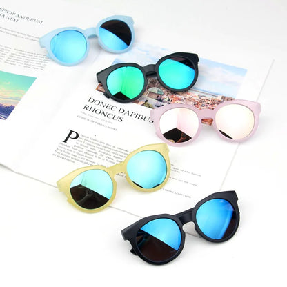 kids round sunglasses, UV400 protection, candy colour sunglasses, unisex children eyewear,
baby sunglasses, mirror lenses, sun protection for kids, durable plastic frame, resin lenses, fun kids eyewear