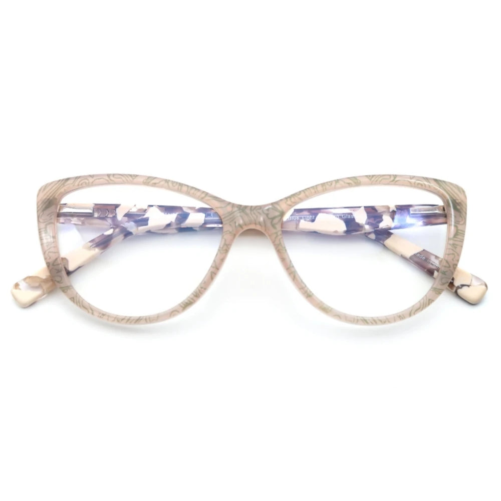 cat-eye glasses, blue light blocking, vintage eyewear, acetate frame, stylish eyeglasses, UV400 protection, women’s glasses, computer glasses, clear lenses, high-quality spectacles